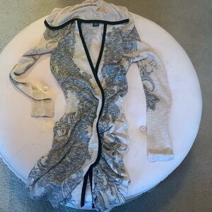 Long Beige and Black Sheer Cardigan